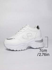 Plus Size Women's 35-42 Spring/Autumn New Chunky Sneakers, Mesh Breathable Platform High-Top Casual Shoes, Lightweight Versatile Fashion Sneakers, Lace-Up, White, Gold, Silver, Green, Casual Running Shoes