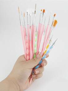 20pcs Nail Art Pen Set, Nail Art Tool Kit, Dotting Pen, Dust Brush, Long Nail Art Pen, Nail Art Drawing Pen, Nail Art Pen Tool Kit, Double-Ended Nail Tool, Lining Pen, Silicone Dotting Pen Tool Set, Home Nail Salon DIY Nail Art Kit - Multicolor - View 2