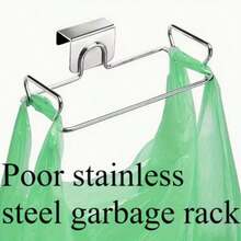 1PC [Rectangular Metal Garbage Holder] Stainless Steel Kitchen Trash Can, Rectangular Metal Garbage Bag Holder, Cabinet Door Waste Storage Rack, With No Electricity Needed For Kitchen Use,Stainless Steel Suspended Garbage Bag Holder And Storage Rack, Heavy Duty Rustproof Waste Storage System, With Anti-Slip Hooks, - Multicolor - View 2
