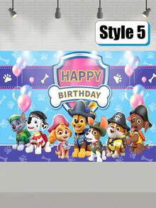 Paw Patrol Paw Patrol 1pc Paw Patrol Theme Photography Backdrop Cloth, Birthday Party Decoration Banner, Background Props, Atmosphere Background Cloth, Ceremony Background Cloth, Party Photo Banner