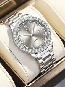 LIGE New Fashion Women's Wrist Watch, Waterproof For Daily Life, Luminous Design, Minimalist Luxury Dial, Ladies Watch - Silver - View 9