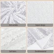 eluckya 1/6/12 Pcs Glitter Sequin Table Runner, Long Table Runner, Shiny Fabric Runner For Decorating Round/Rectangular Table, Perfect For Fall Decoration, Holiday Parties, Catering Events, Kitchen Decoration, Christmas Decoration, Halloween Textiles, Banquets, Parties, Weddings, Bridal Showers, Table Decorations, Thanksgiving, Home Decoration, Western Decoration - 銀色 - 查看 7