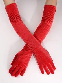 1 Pair Women's Vintage Velvet Long Gloves, Autumn/Winter Warm, Cosplay, Party, Wedding, Formal Event, Ball Accessory Christmas - Multicolor - View 17