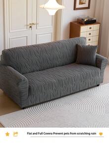 1 Stück Plüsch Jacquard einfarbige Sofabezug für alle Jahreszeiten, Stil rutschfest, schmutzabweisend, haustierfreundlich, Komplettbezug für 1/2/3-Sitzer Sofa