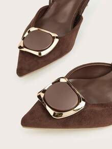 Women's Pointed Toe Slingback Sandals, Breathable Knitted Fabric, Kitten Heel, Comfortable Backstrap Design