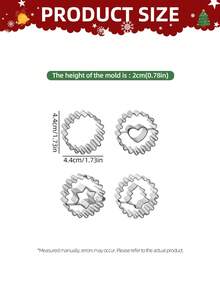 1 套 4 件套不锈钢饼干/曲奇模具 - 波浪形、心形、圣诞树形、星形、厨房烘焙工具，适用于面包店、情人节、生日、婚礼、万圣节、圣诞派对装饰和礼物、圣诞装饰、送给家人和朋友的绝佳礼物、圣诞派对纪念品、节日派对用品