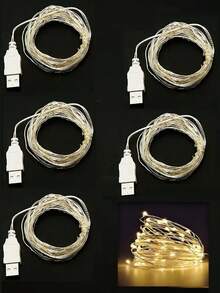 Fairy Lights USB Plug, Silver Wire Lights Starry Lights, Holiday Decoration Lights, DIY Party Wedding, Warm White/White, 3.3ft 10LEDs, 9.8ft 30LEDs, 16.4ft 50LEDs, 32.8ft 100LEDs, 66ft 200LEDs
