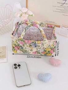 سلة تخزين عملية ذات نمط زهري، سلة تخزين متنوعة، سلة تخزين للألعاب، سلة غسيل، سلة لتخزين أحمر الشفاه وفرش المكياج ومنتجات العناية بالبشرة، ديكور منزلي، سلة نزهة محمولة - متعدد الألوان - مشاهدة 10