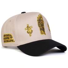 1 pieza Gorra de camionero con bordado de la cruz de para hombres, gorra de moda urbana de 5 paneles, sombrero casual con protección solar para primavera, otoño, viajes, playa - Multicolor - Ver 15