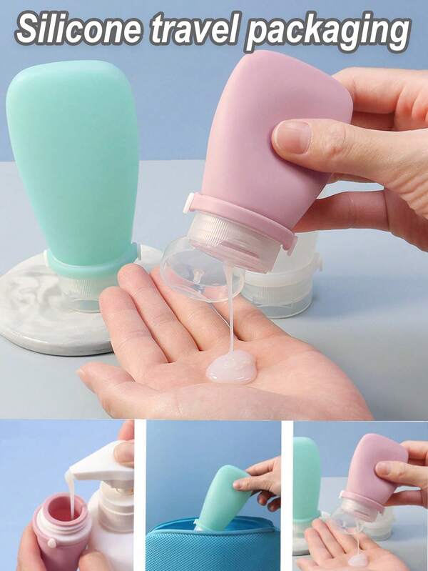 1pc/3pcs Set Portable Silicone Travel Bottles, Cosmetic Storage Bottles, Refillable Lotion Bottles, Leak-Proof Shampoo Containers, Squeeze Tubes, Empty Bottles For Toiletries, Travel Essentials, Leak-Proof, Refillable, Travel-Friendly Size, Compact Design, White/Pink