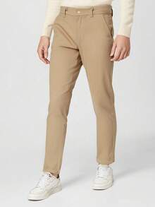 Men's Skinny Twill Pants With Lycra Slim Casual Traditional FIT 4 Pocket - Longing - View 2