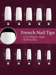 500PCS Half Cover False Nails Tips Acrylic Nail Tips 10 Sizes Lady French Style Acrylic Artificial Tip Manicure With Box For Nail Tips Art Salons And Home DIY