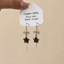 1 par de aretes con diseño de estampado de leopardo, estrella y decoración con borlas, diseño único y lujoso, ganchos elegantes