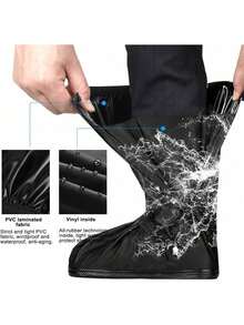 Cubre Zapatos Impermeable para Lluvia Hombre Mujer Cubrezapatos Protector de Zapatos Botas de Lluvia Impermeables Protector para Zapatos Antideslizante para Moto/Motociclista/Ciclismo - Mediano (28,5 cm) - Ver 4