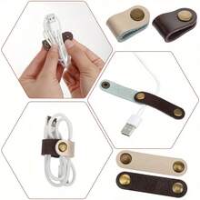 10 organizadores de cabos com clipes de metal - várias cores (azul, verde, vermelho, bege, marrom) para cabos de fone de ouvido, conectores de fone de ouvido e gerenciamento de cabos - design durável e elegante, suportes de cabos, acabamento metálico