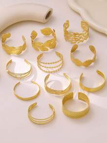 1件优雅法式不锈钢蝴蝶花朵手链，高端钛钢手链，适合女士日常佩戴、派对装扮、派对礼物、女友生日礼物 - 金黃色 - 查看 2