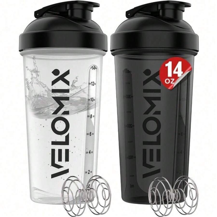 2 Pack 20oz Shaker Bottles With Stainless Steel Balls Leakproof Odor Resistant For Protein Smoothies Gym Travel Halloween Fitness Gift - 14 盎司 - 查看 1