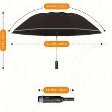 Fully Automatic Reflective Umbrella, Reverse Folding Multi-Function Parasol & Rainproof Umbrella, Suitable For Car Travel, Reverse Design To Avoid Getting Wet When Closing, Available In Multiple Colors, Unisex (Due To Different Batches, The Fabric Cover, Rib Color, English Letter Pattern Design, Button Shape And Rib Color Are Randomly Matched. We Apologize For Any Inconvenience Caused.), Spring Summer Picks, Brides Maid Gifts, Room, Bedroom Decor, Bedroom Decor, Beach, Travel, For Men, For Women, Vacation - Black - View 12