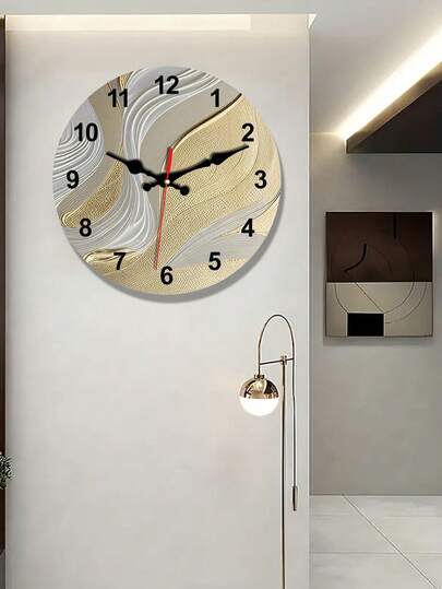 Abstract Goud Wand Klok Art, Geometric Tempered Wooden Office, Moderne Ho warming Unique Home view 3