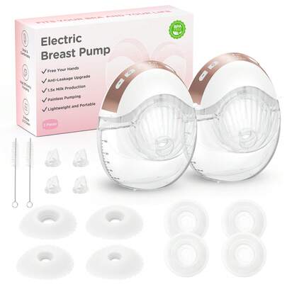 2-Pack Electric Breast Pumps, Wearable, Never Leak Milk, Invisible Hands-Free Breast Pumps, Suitable For Moms, 3 Modes, 12 Levels, More Suitable For Bras, Travel, Office, Home Breastfeeding (2-Pack)