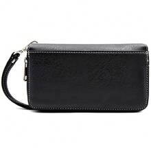 Punk Gothic Skull Leather Clutch With Card Slots And Coin Pouch For Women Wallet Purse Studs Chain Rivet Buckle Wristlet Wallet Long Wallet With Multi-Functional Large Capacity - Black - View 3