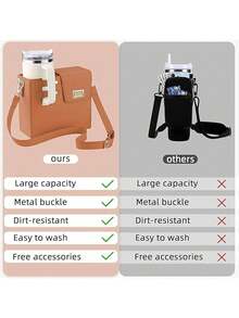 Depósito de agua portátil, adecuado para actividades al aire libre, con depósito de agua y bolsa para botellas tipo cruz. - Marrón - Ver 5