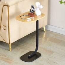 C Shaped Side Table, 360° Swivel Height Adjustable End Table For Small Spaces, Modern Small Coffee Snack Table For Sofa/Bed,3 Colors To Choose - Black - View 9