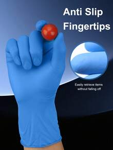 50/100pcs Disposable Nitrile Gloves, Blue Color, Oil & Water Resistant, For Kitchen Cleaning, Painting, Art, DIY Protection