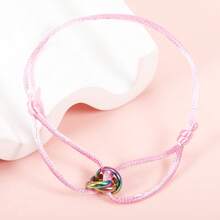 1pc Fashionable Colorful Stainless Steel Handmade Braided Triple-Loop Colorful Lucky Bracelet, Gift For Couples