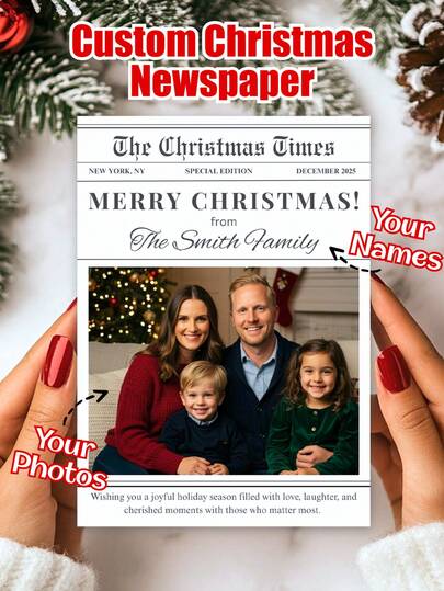 1/3/5pcs Custom Christmas Letter Paper With Photo - Personalized Romantic Note Paper, Xmas Writing Paper With Your Photos & Text, For Boyfriend Girlfriend, Best Friend, Long Distance Relationship | Memory Keepsake, Photo Insert, For Handmade Holiday Cards