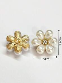 6/10 piezas Botones minimalistas y versátiles con forma de gota de agua con perlas y rhinestones, botones decorativos hechos a mano para sombreros, ropa, puños