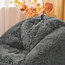 Furry Fuzzy Fluffy Dark Grey Bean Bag Chair Covers – Soft Plush Shaggy Dark Grey Bean Bag Chair Cover For  Girl, Stuffed Animals Bean Bag Storage, No Filler, 38"X38"X40",23856455 - 深灰色 - 查看 5