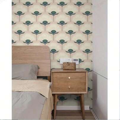 [ 2025 New Edition ] Retro Wallpaper Self Adhesive Plant Contact Wallpaper, Bohemian Wallpaper, Pink Detachable Waterproof Wallpaper, Suitable For Living Room, Bathroom, Bedroom Thickened Wallpaper 17.3 "* 118.1"