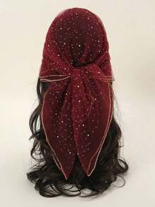 1pc New Fashionable Women's Square Scarf For Daily, Various Styles Bandana,Hair Band,Head Band Ideal For Dressing Up Your Look - 紅色 - 查看 1