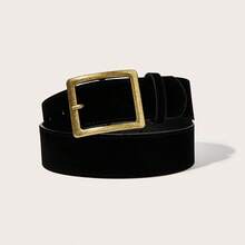 1pc Women's Solid Color Casual Retro Vintage Palace Style Party Sexy Street Elegant Graceful PU Leather Western Style Bronze Buckle Suede Wide Belt, Suitable For All Seasons - Black - View 8