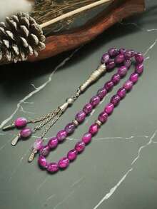 1pc Middle Eastern Saudi Tasbih Prayer Beads 33 Beads, Arabic Rosary Bracelet Islamic Prayer Beads, Glass Tasbih Prayer Beads, Tasbih Muslim Prayer Beads Bracelet, Christmas, New Year, Valentine's Day Gift For Men - Multicolor - View 8