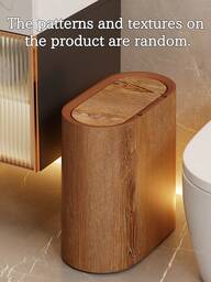1pc 3.43Gal Wood Grain Bathroom Plastic Trash Can, Square Odor-Proof Wood Grain Plastic Corner Garbage Bin - Compact With Lid, Pedal-Operated Plastic Trash Can With Lid, Waterproof, Easy To Clean, Space-Saving Design, Ideal For Small Spaces, Suitable For Bathroom, Laundry Room, Home Office And Bedroom, Narrow Spaces, No Electricity Needed - Bathroom, Kitchen, Living Room, Hotel, Odor-Eliminating