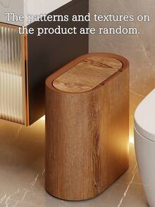 1个3.43加仑木纹浴室塑料垃圾桶，方形防臭木纹塑料转角垃圾桶 - 带盖，脚踏式塑料垃圾桶，防水，易清洁，节省空间设计，适合小空间，适用于浴室、洗衣房、家庭办公室和卧室等狭窄空间，无需用电 - 也适用于浴室、厨房、客厅、酒店，消除异味 - 彩色 - 查看 2