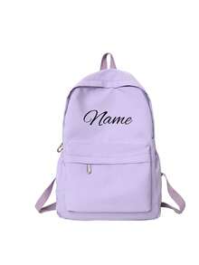 Customize Your Own Backpack With Personalized Name Or Holiday Greetings. Create Your Own Backpack. This New Backpack For The Back-To-School Season Features A Nylon Zipper Design, Casual Solid Color, Simple And Versatile, Suitable For Teenagers, You Can Print Your Name, Letters, Lucky Numbers, Etc.,Chic Autumn,Kids,Customized Kids Bag,Christmas Gift Supplies