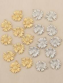 3pcs/10pcs Set Fashionable DIY Semi-Finished Jewelry Accessories, Exquisite Sunflower Pendant, 18K Gold Plated Copper, Versatile Minimalist Design, Suitable For Any Jewelry - Sunflower Pendant - View 1