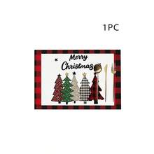 1/25pcs Christmas Red, White & Black Plaid Bordered, Decorative Christmas Tree With Star Print Linen Table Runner, Suitable For Holiday Parties, Birthday Dinners, Kitchen & Dining Room Decor, Furniture & Home Textile Decoration. It Is A Multi-Purpose Home Decor Item Applicable For Various Seasons, Perfect For Party And Holiday Decorations, As Well As A Great Gift For Parents And Friends. - Multicolor - View 13