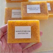 Turmeric Lemon Kojic Soap 100g, Suitable Face, Bath And Soap, Handmade Soap Cleanser,Rich Foam Deeply Cleanses And Smoothens Skin, Handmade With Essential Oil