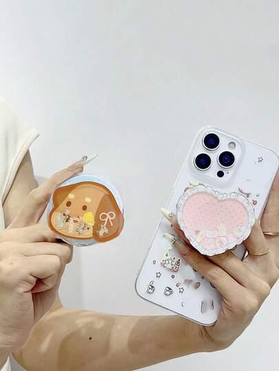 1pc New Cute Cartoon Shake Shake Magnetic Phone Holder, Strong MagSafe Attachment, Adjustable Desktop Air Cushion