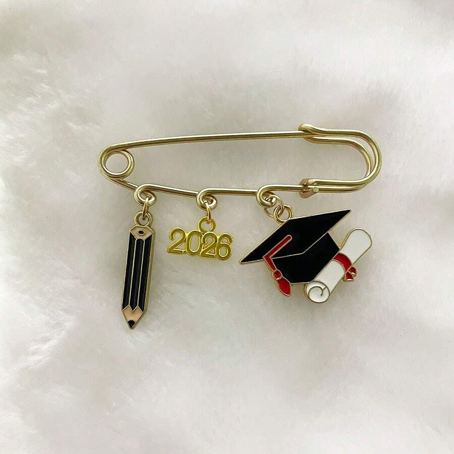 1pc Graduation Gift Doctoral Cap Pen Element Brooch