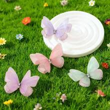 100pcs Random Dreamy Sheer Butterfly Hair Accessory Set, Fairy Gradient Color 3D Butterfly Hair Clips, Sweet & Elegant Hair Ornaments For Girls