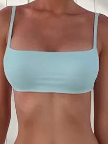 Bikini Top With Removable Pads And Delta Wing Panties UV50 - 寶藍色 - 查看 2