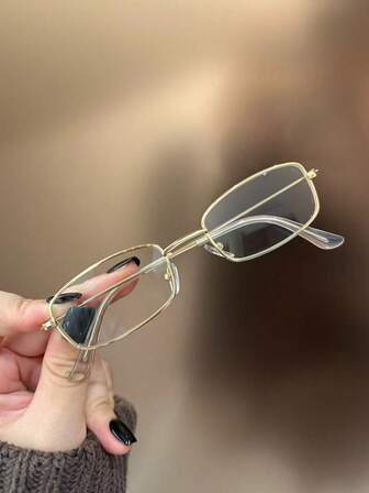 1pc Retro Rectangular High-Quality Metal Full-Rim Decorative Children's Clear Lens Glasses, Suitable For Boys And Girls, Prevent Visual Fatigue, For Computer, TV, Gaming And Smartphone Use, Fashion Eyewear