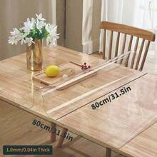1pc Luxury Transparent Table Cover - 1.0mm Thick 100% PVC, Scratch-Resistant And Heat-Resistant Protective Cover, Suitable For Dining Table, Coffee Table, Computer Desk - Perfect For Home, Office And Hotel Use - Elegant Square Design - White - View 27