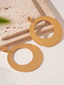 1 Đôi bông tai hình bầu dục cổ điển phóng đại, phù hợp cho phụ nữ, tiệc tùng, quà tặng, phù hợp - Vàng - Xem 4