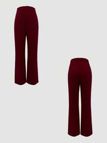 2 件套女士西装套装：西装外套和裤子，秋冬 - 紅色 - 查看 6